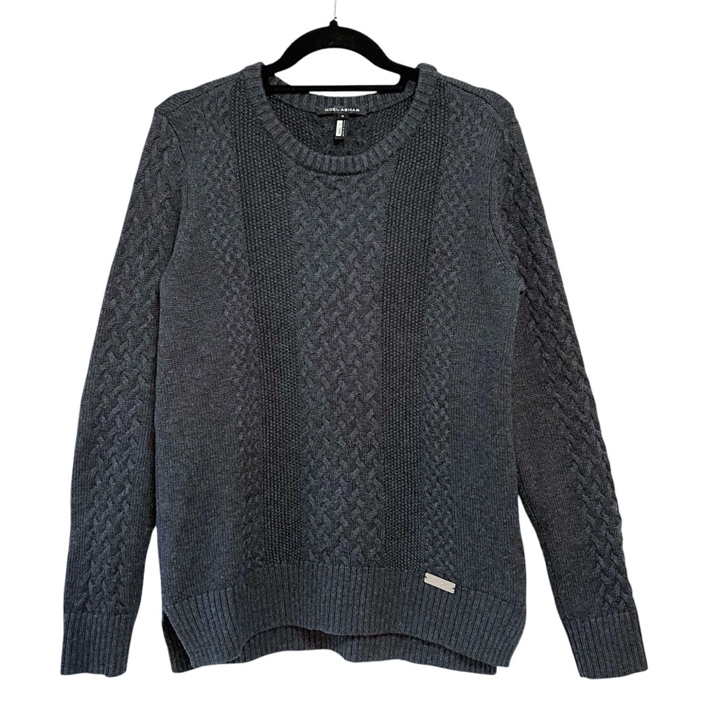 Noel Asmar Cable Knit Boyfriend Sweater Charcoal Grey Size Medium